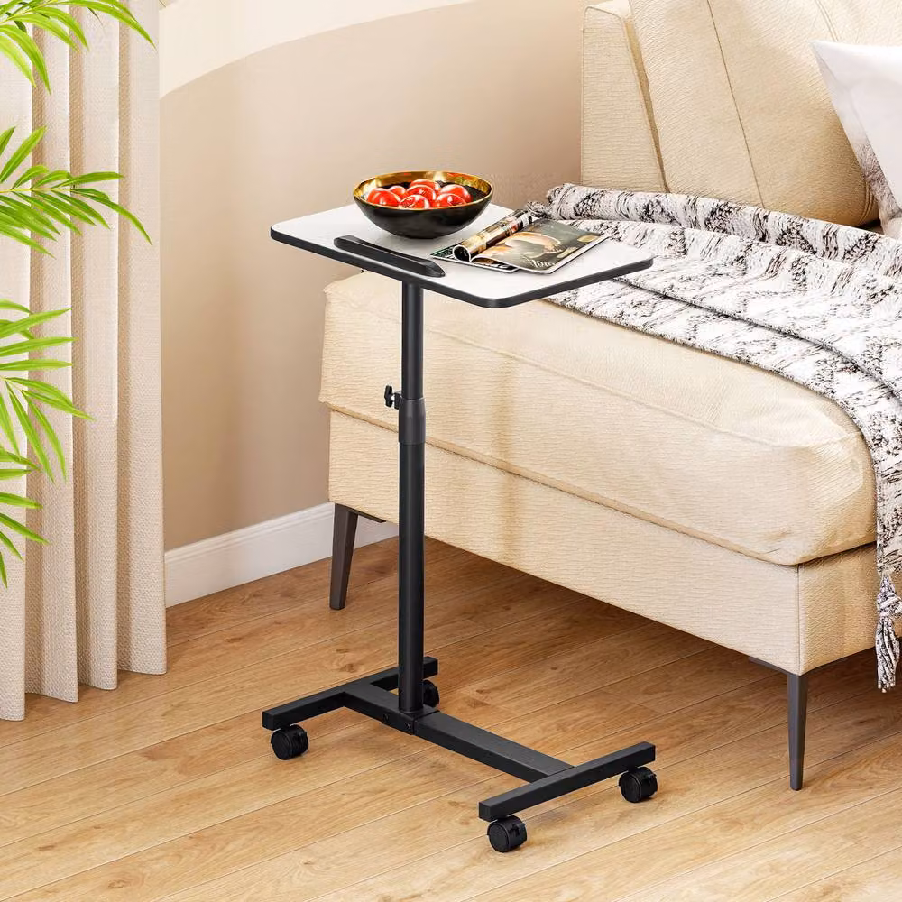 Costway Grey Tilting Overbed Table with Lockable Wheels – 3