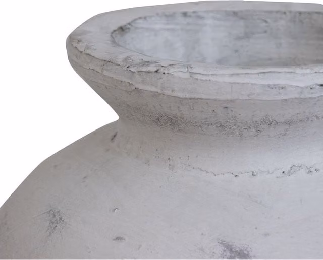 KDMK Darcy Large Antique Stone Tabletop Vase for Faux Flowers, White and Yellow, H 31.0 cm x W 31.0 cm x D 31.0 cm