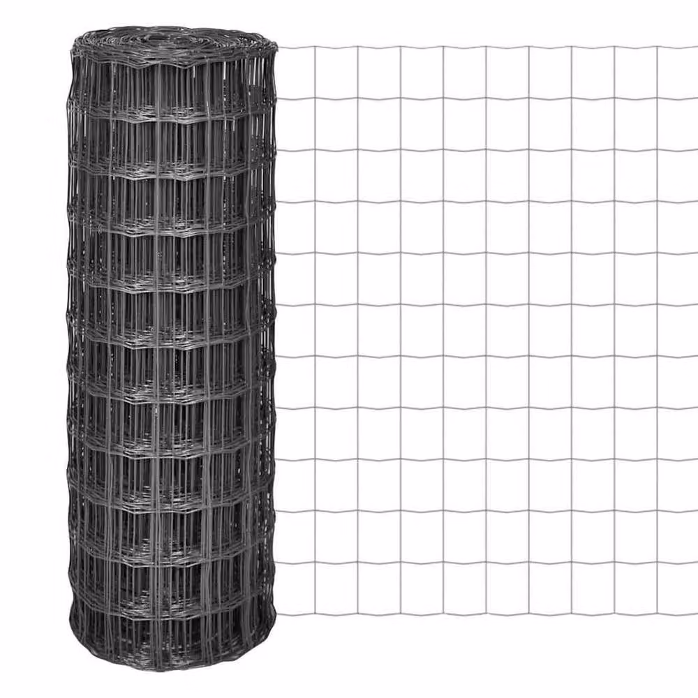 Berkfield Home Beautiful Euro Fence Steel PVC Coated Grey W: 10 m, H: 0.8 m – 2