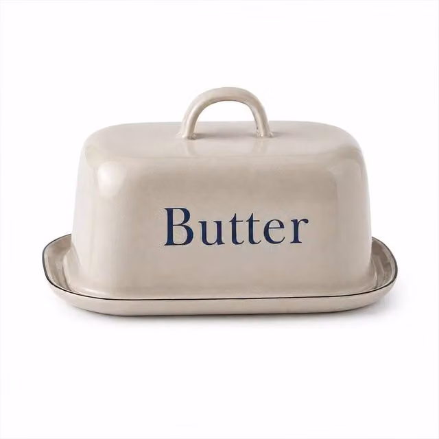 PAWNORA Grey Ceramic and Enamel Kitchen Serving Tray and Fridge Storage Container