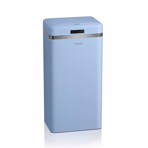Swan Retro 45L Square Sensor Bin in Blue (H 67.5 x W 42.0 x D 24.0 cm)