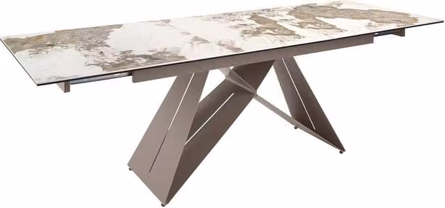 Angel Cerda Modern Rectangular Extendable Dining Table with Glossy White and Grey Ceramic Top, W/D/H: 180 x 90 x 76 cm – 1