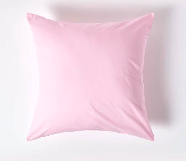 Homescapes Pink Egyptian Cotton Percale Euro Pillowcase with Zip, W/D/H: 60 x 60 x 0 cm, 200 TC