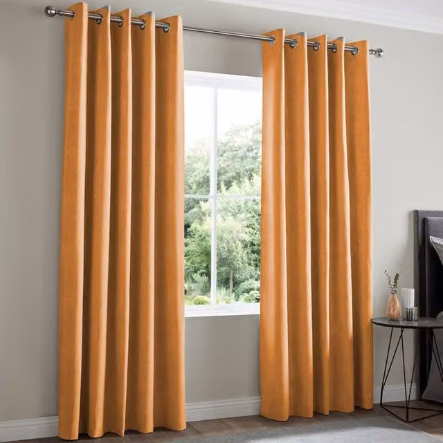 Terrys Florence Made to Measure Opaque Velvet Eyelet Curtain Panel in Orange