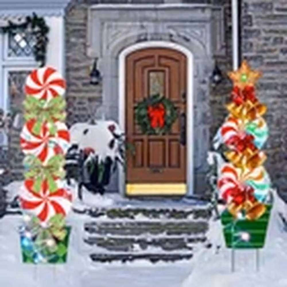 Kelvenix Candy Christmas Holiday Bell Ornaments in Green, White, Red and Multicolour – 2