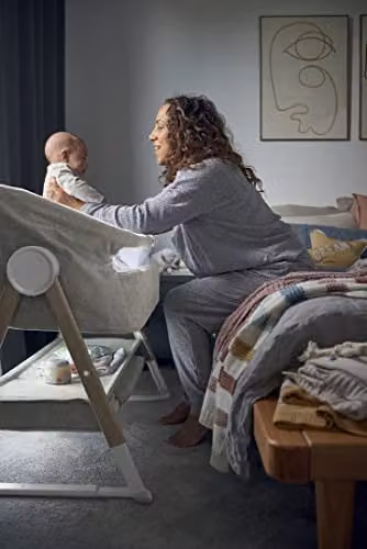 Mamas & Papas Lua Bedside Crib with Drop-down Side and Mattress, Beige – 3