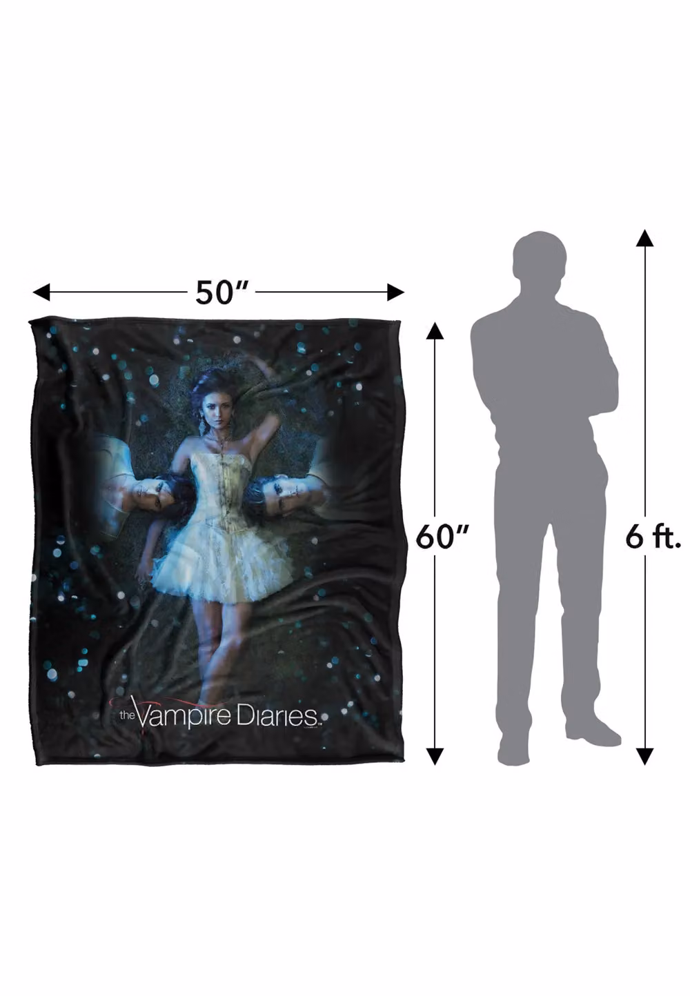 Warner Brothers Vampire Diaries Silky Touch Super Soft Throw Blanket in White, W: 152 cm, D: 127 cm – 3