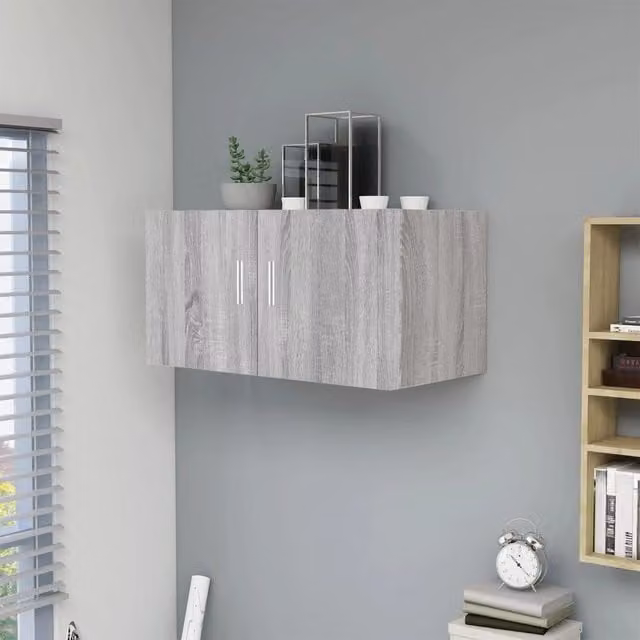 Berkfield Home Wall Mounted Cabinet in Grey Sonoma, W/D/H: 80 x 39 x 40 cm