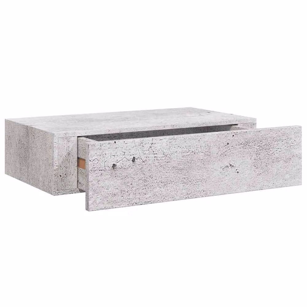 Berkfield Home Wall Drawer Shelves, 2 Pack, Concrete Grey MDF and Metal, W: 40 cm, D: 23.5 cm, H: 10 cm – 2