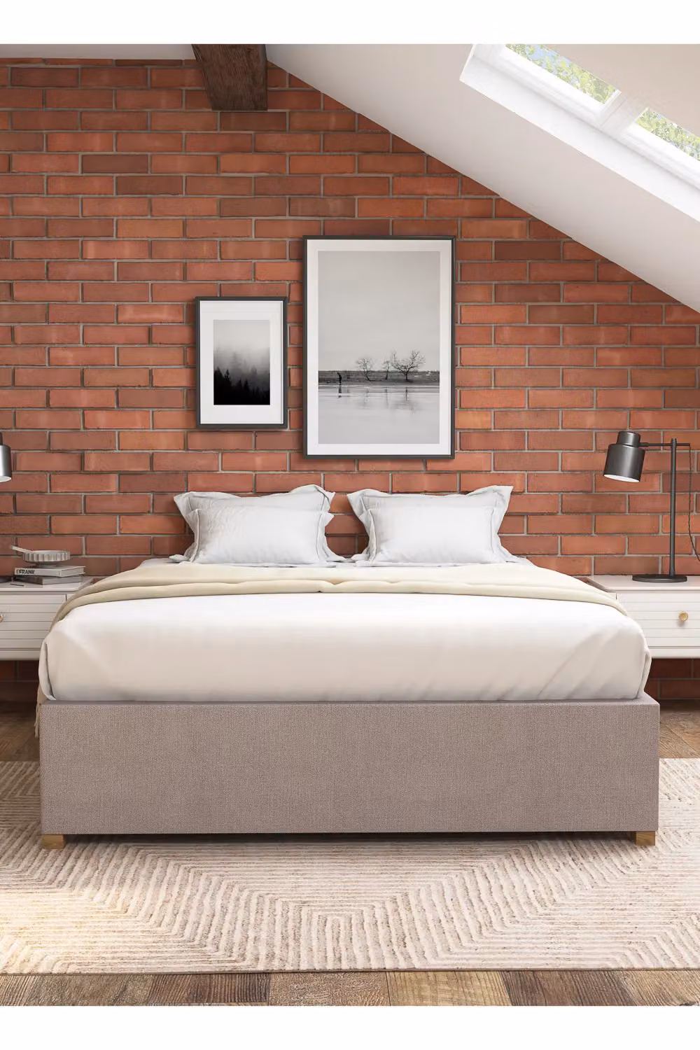 Aspire Upholstered Platform Ottoman Bed Frame in Silver Kimiyo Linen Fabric, W/D/H: 140 x 200 cm – 2