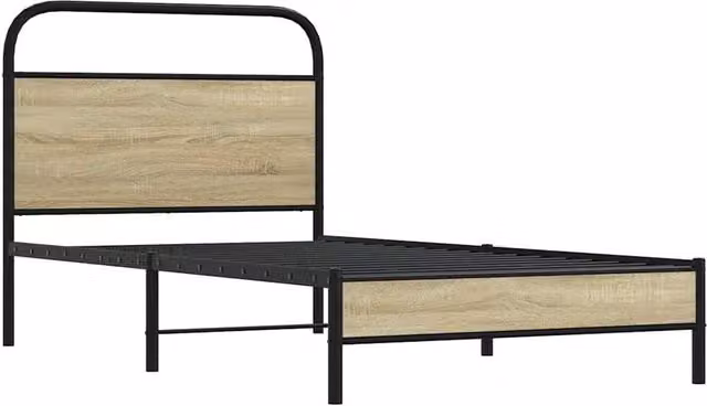 Berkfield Home Elegant Single Bed Frame in Sonoma Oak and Brown, W/D/H: 90 x 190 cm – 1