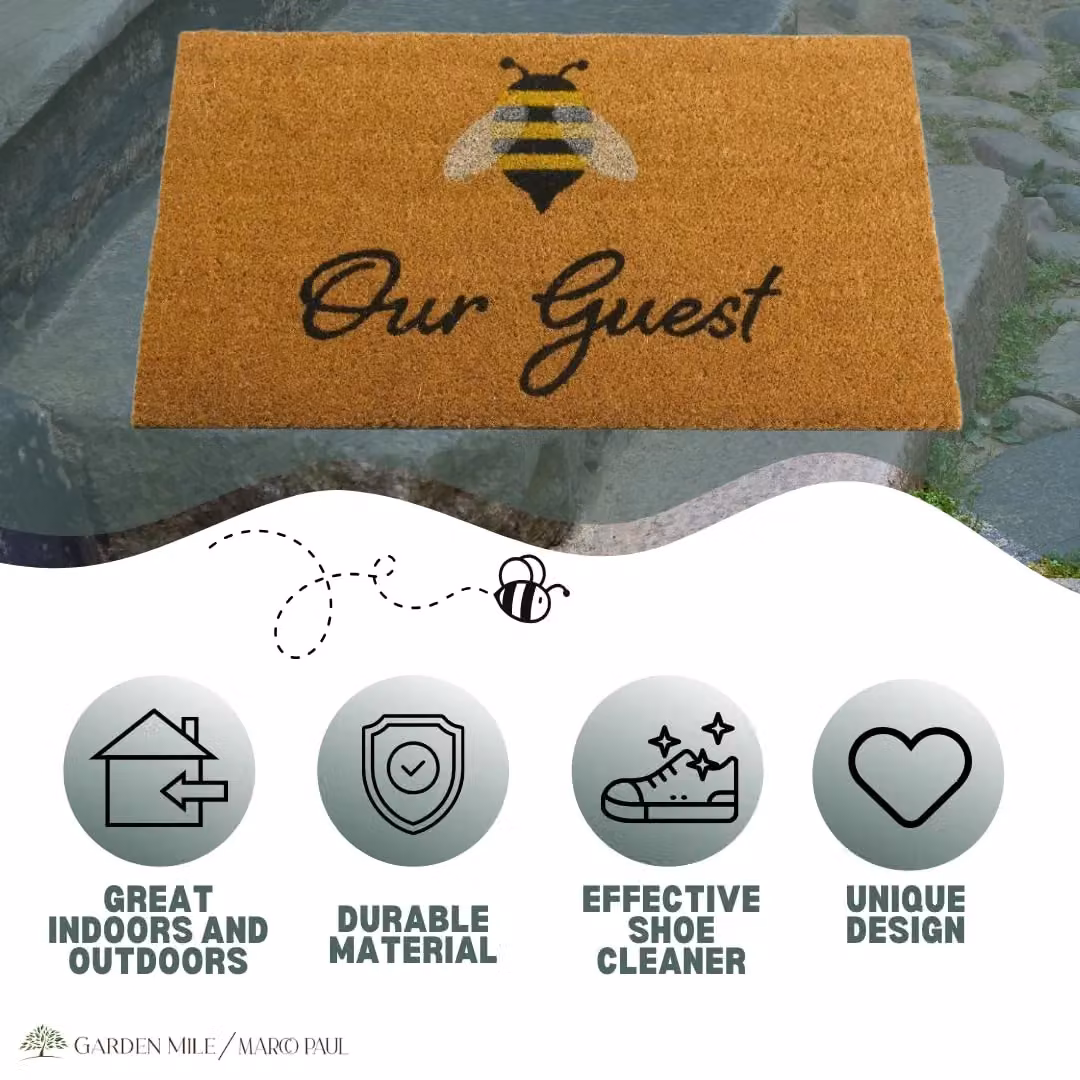 Marco Paul Bee Our Guest Non Slip Coir Door Mat, Multicolour, W: 75.0 cm, D: 45.0 cm – 8