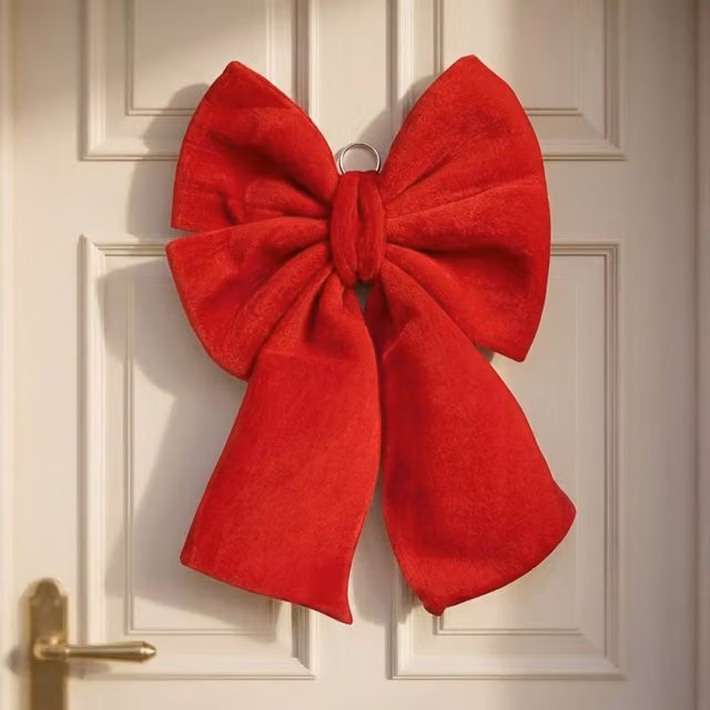 Garden Greatness XL Classic Red Velvet Decorative Bow in Red