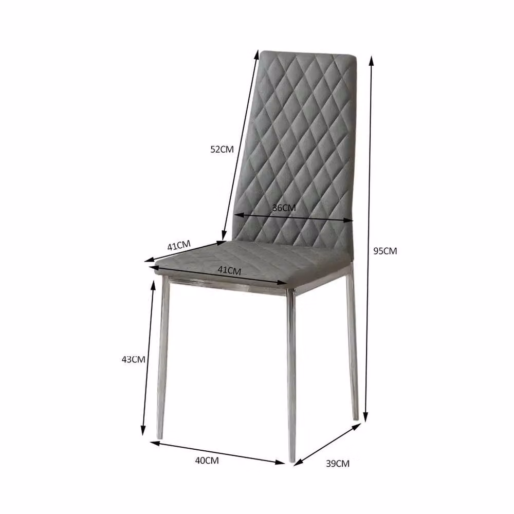 KORVIXA Set of 2 Grey PU Leather High Back Dining Chairs with Metal Legs – 2