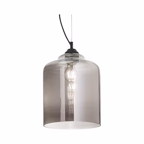 Ideal Lux Bistro Smokey Grey Glass Square Suspended Pendant Light