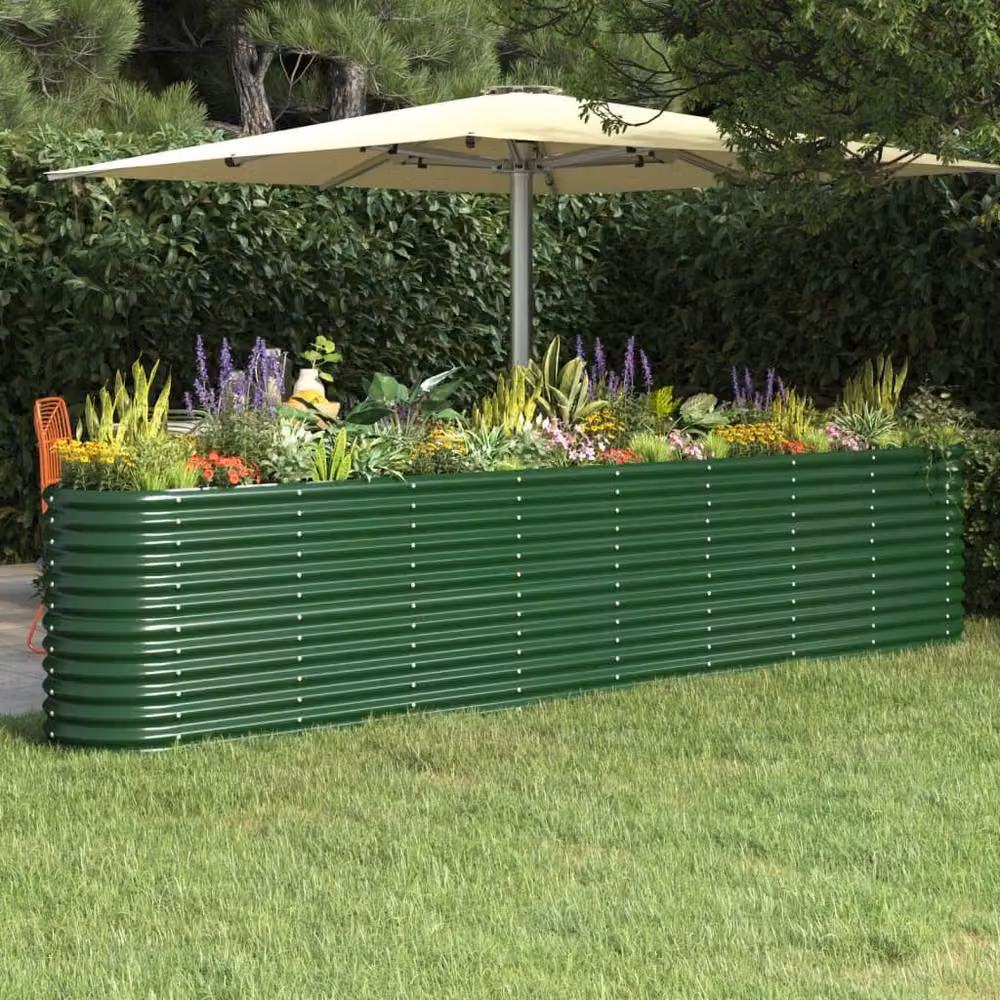 Berkfield Home Garden Green Powder-coated Steel Raised Bed W: 332 cm, D: 40 cm, H: 68 cm – 2