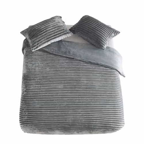 Gaveno Cavailia Ribbed Fleece Duvet Cover and Pillowcase Set, Charcoal Grey, W/D/H: 135 x 200 cm – 2