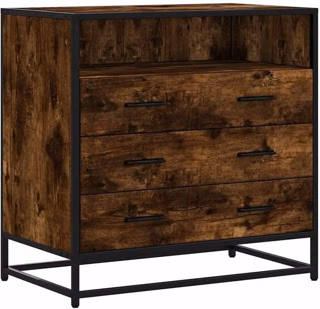 Berkfield Home Smoked Oak Drawer Cabinet in Brown, W/D/H: 70 x 41 x 70 cm – 1