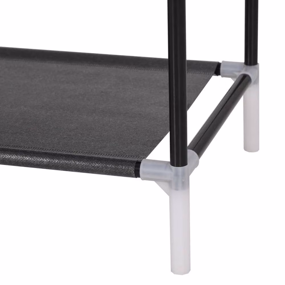 Berkfield Home 8-Shelf Metal and Non-woven Fabric Shoe Rack in Black – 4