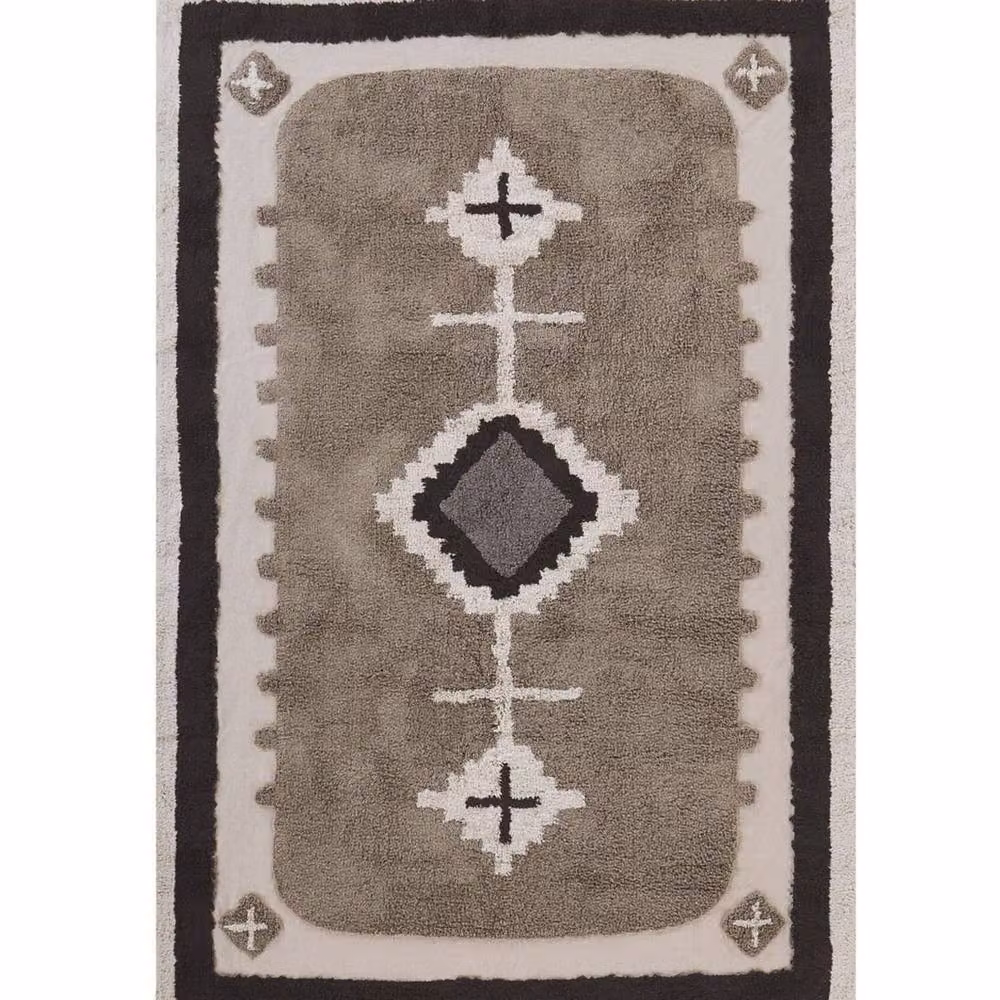 Wyld and Coco Beige Cotton Hand-Tufted Abstract Rectangular Rug with Fringes W: 140 cm, D: 200 cm – 2