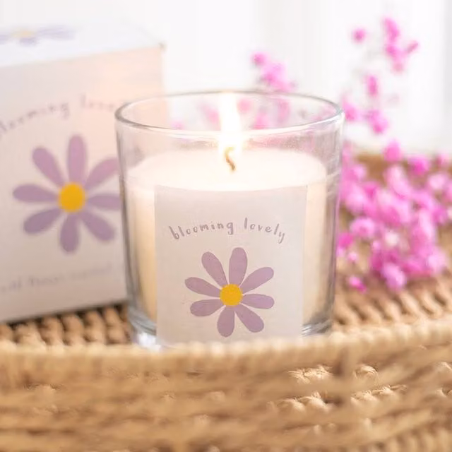 Uniqueful Blooming Lovely Daisy Wildflower Votive Candle, Multicolour Floral Glass Tabletop Candle