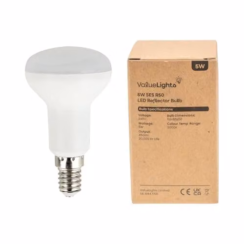 MiniSun Pack of 10 5W SES E14 R50 Reflector Energy Saving LED Spotlight Bulbs, 3000K Warm White