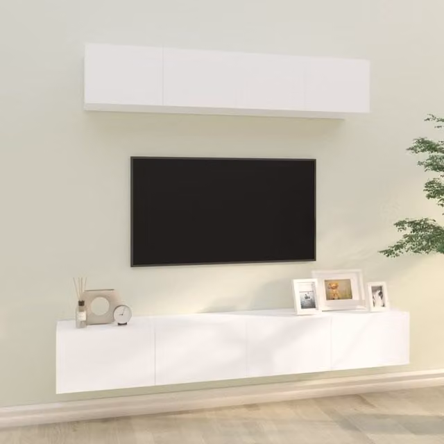 Berkfield Home 4 Piece White Matt MDF TV Cabinet Set – 1