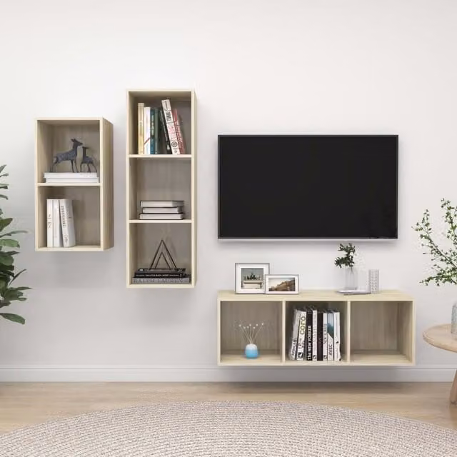 Berkfield Home 3 Piece Sonoma Oak TV Cabinet Set in Brown