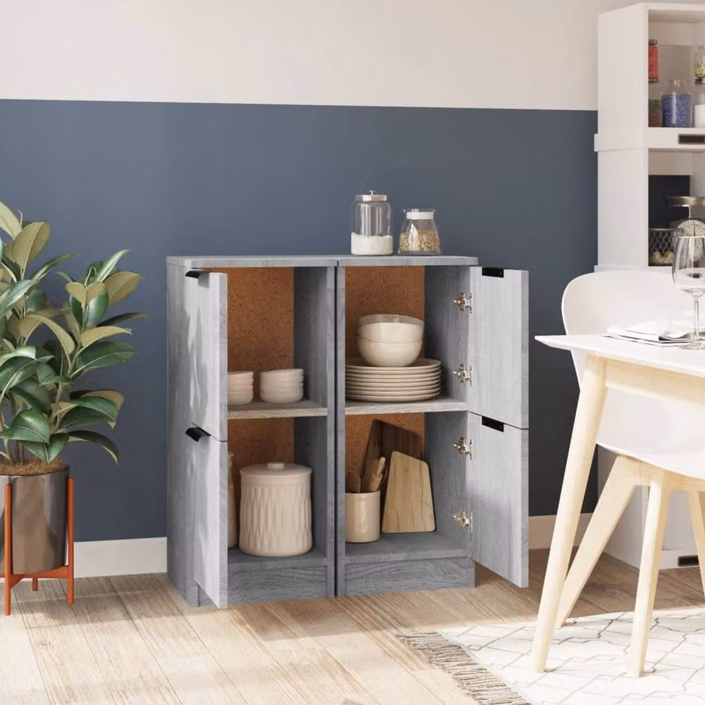 Berkfield Home Set of 2 Grey Sonoma Sideboards in Engineered Wood, W/D/H: 30 x 30 x 70 cm – 2