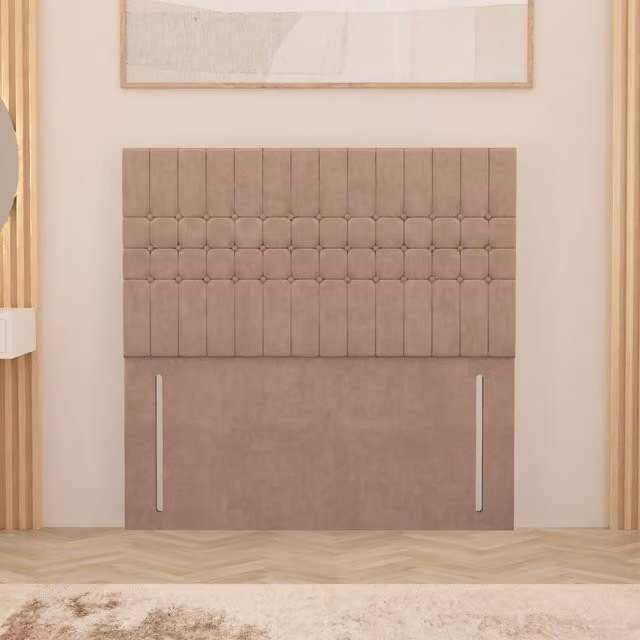Somnior Beds Ltd Lexington Plush Velvet Small Single Floor Standing Upholstered Headboard in Pink