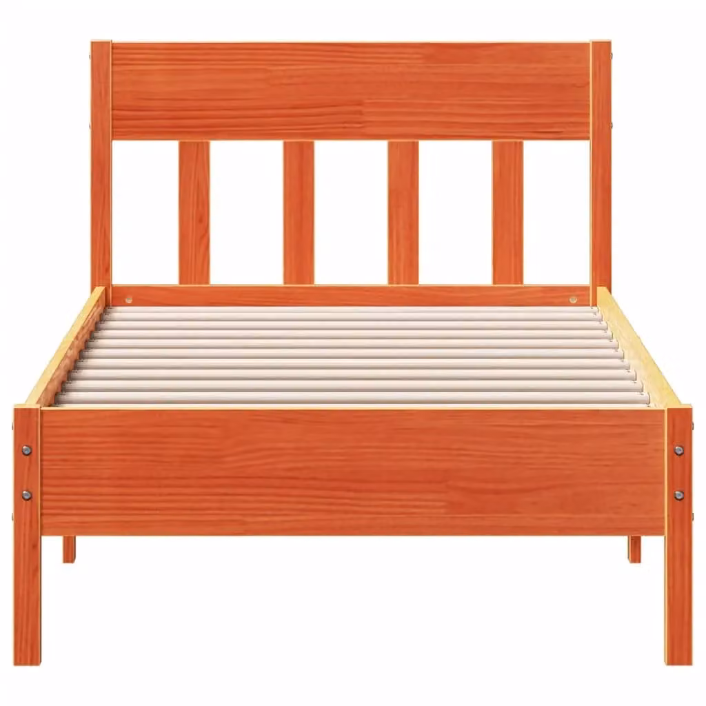Berkfield Home Solid Wood Pine Bed Frame in Wax Brown, W/D/H: 90 x 200 cm – 3