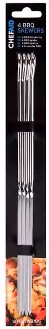 Chef Aid Metal BBQ Skewers, 4 Pack, Silver
