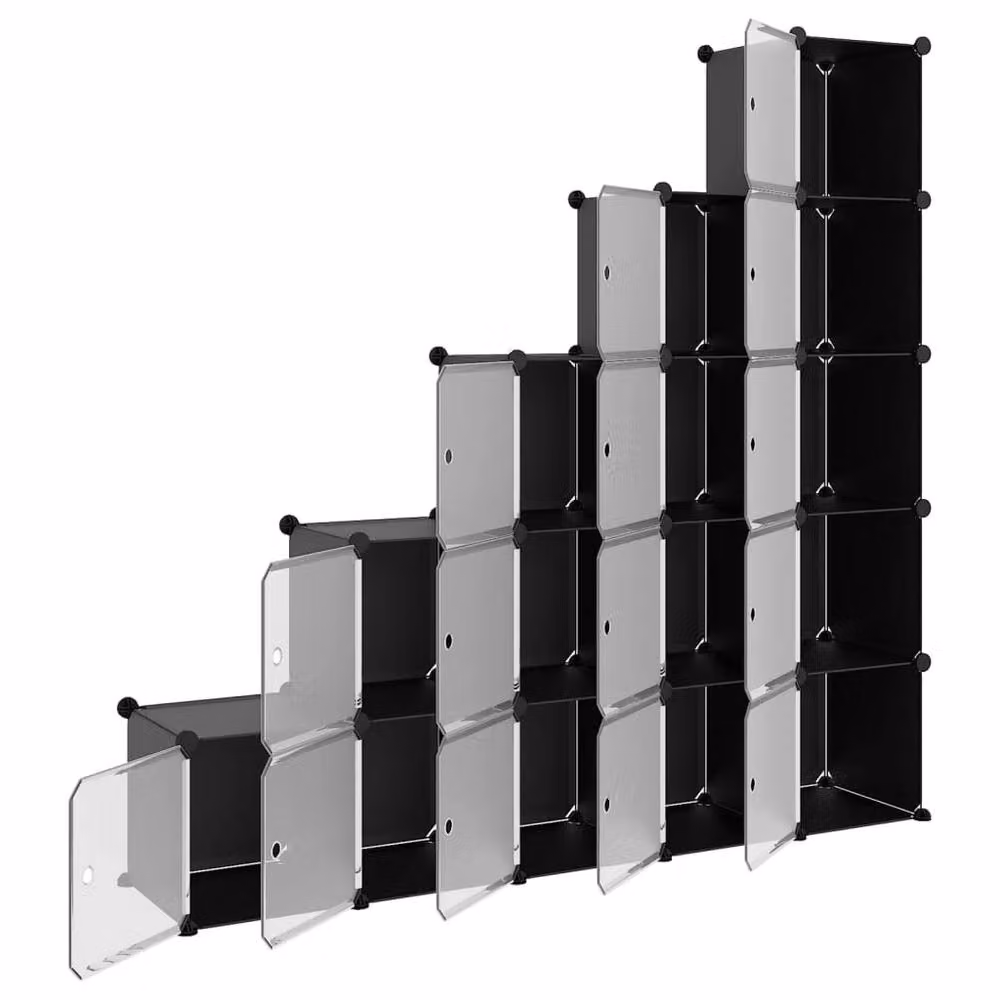 Berkfield Home Black 15-Cube Storage Organiser with Doors and Back Panel – 2