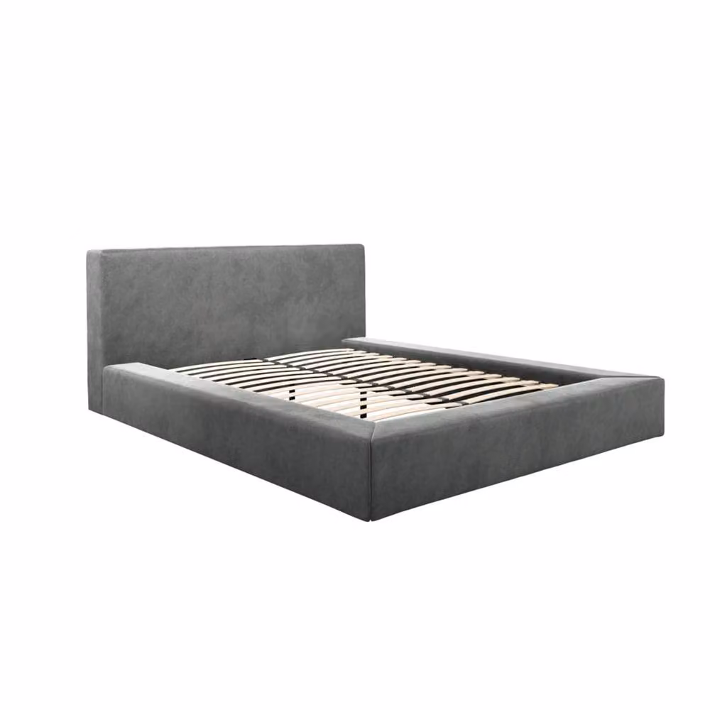Wyld Haus Portarlington Upholstered King Size Bed in Grey with Headboard, W/D/H: 180 x 200 cm – 2