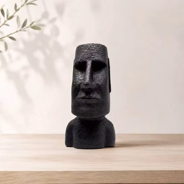 Voltico Black Man Head Decorative Retro Resin Tabletop Sculpture, H 16 cm x W 8 cm