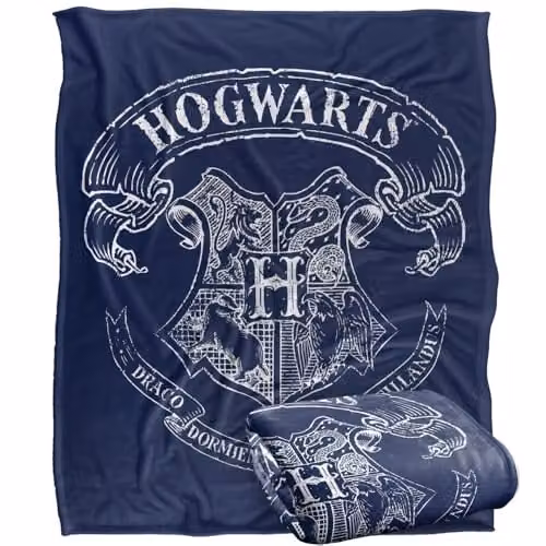 LOGOVISION Harry Potter Hogwarts School Crest Super Soft Fleece Throw Blanket, Multicolour, W: 152.4 cm, D: 127.0 cm – 1