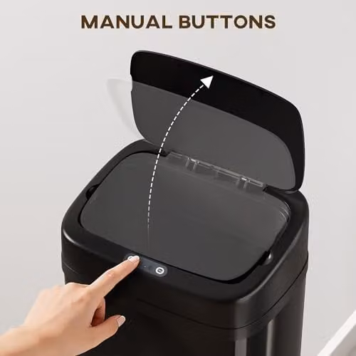 HOMCOM 50L Automatic Sensor Slim Kitchen Bin in Black, W/D/H: 25.0 x 33.0 x 84.0 cm – 4