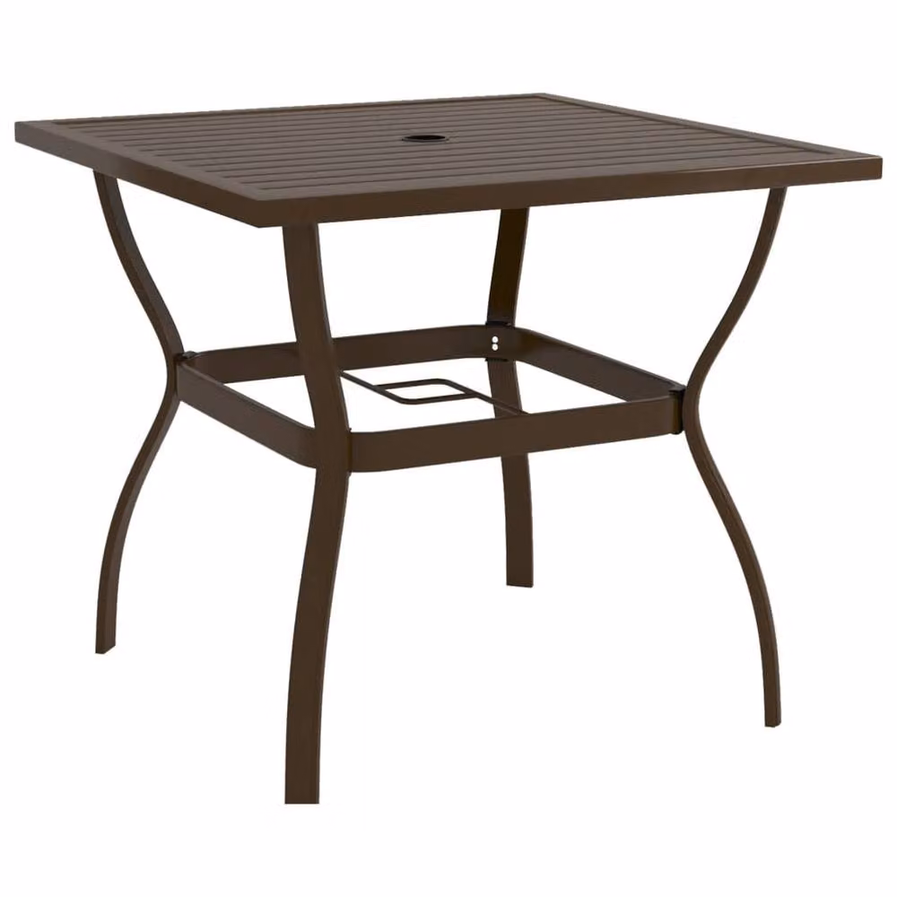 Berkfield Home Brown Square Garden Table in Powder Coated Steel, W/D/H: 81.5 x 81.5 x 72 cm – 2