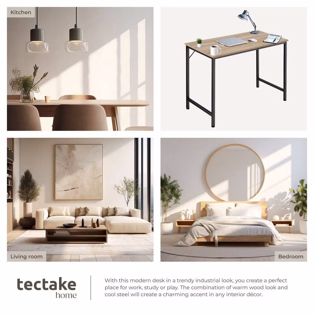 tectake Jenkins Writing Desk in Light Oak – 4