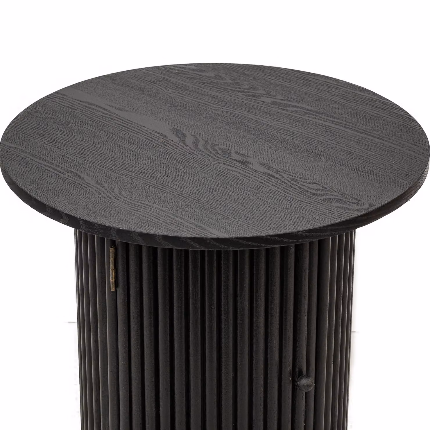 Nordlys Modern Round Wooden Side Table with Storage Tray in Black – 4