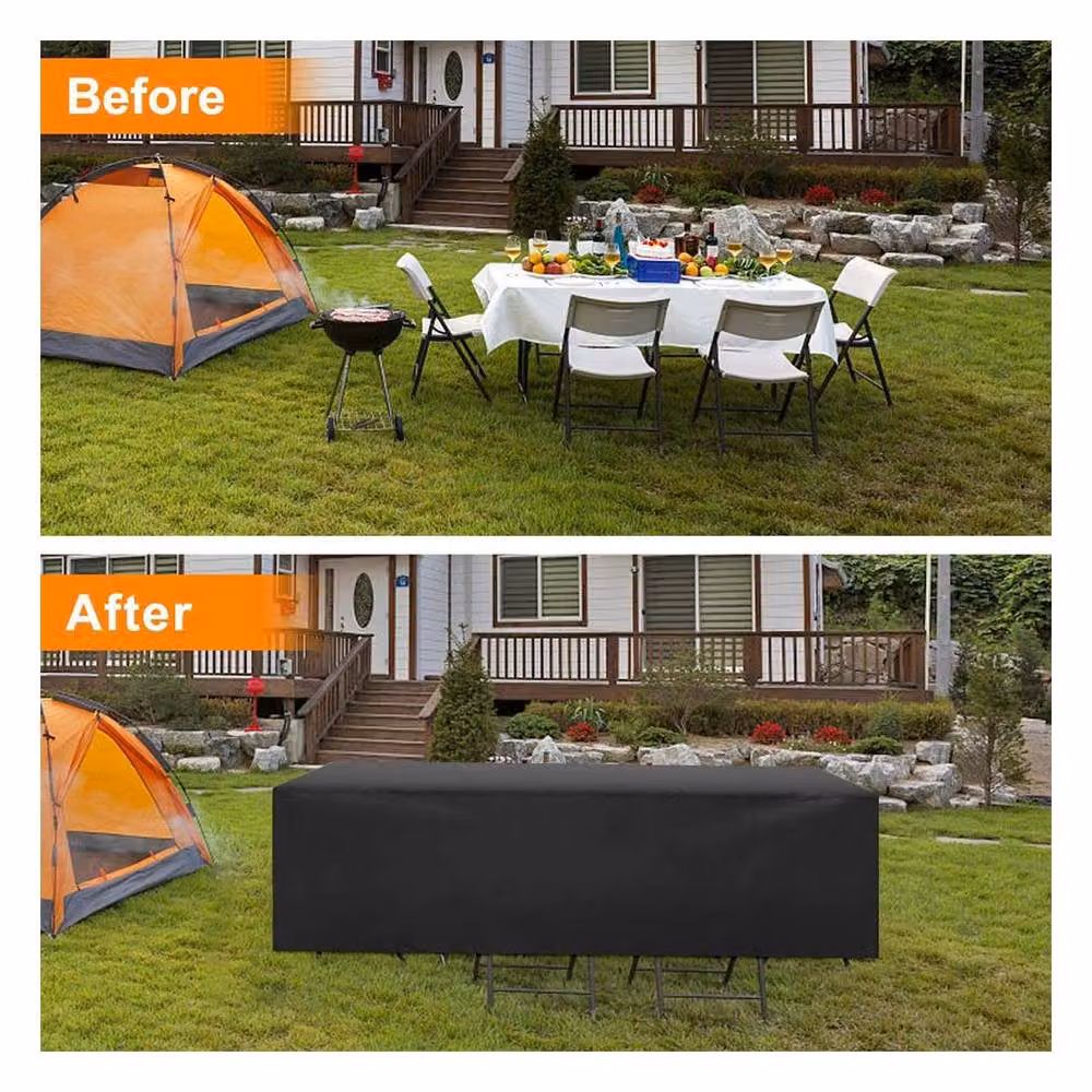 YnysTec Heavy Duty Waterproof Garden Patio Furniture Cover for Rattan Tables and Sofas, Black, W: 200 cm, D: 1300 cm – 6