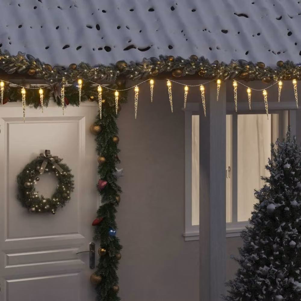 Berkfield Home Christmas Icicle LED Lights, Warm White, 100 LEDs, 10 m – 2