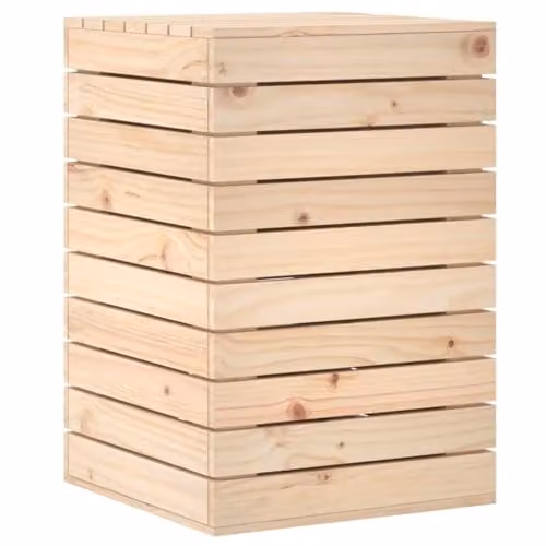 vidaXL Laundry Basket in Natural Brown Solid Wood, H 66 x W 44 x D 44 cm