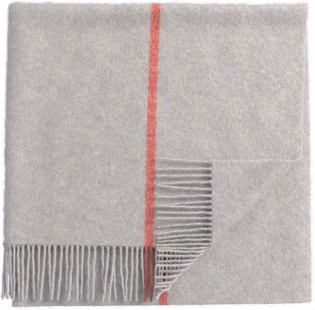 Bedeck of Belfast Celina Woven Striped Throw in Coral, White, Silver and Grey
