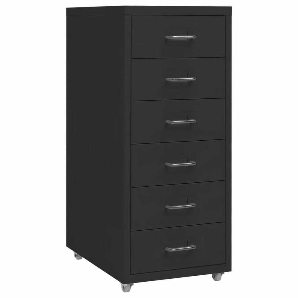 Berkfield Home Mobile Metal File Cabinet in Black, W/D/H: 28 x 41 x 69 cm – 2