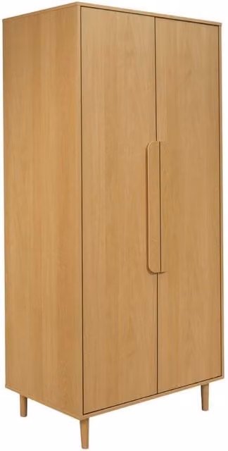 sweeek Brown Wood Effect Wardrobe with 2 Hinged Doors, 1 Hanging Rod and 2 Internal Shelves, H 180 cm x W 80 cm x D 55 cm – 1