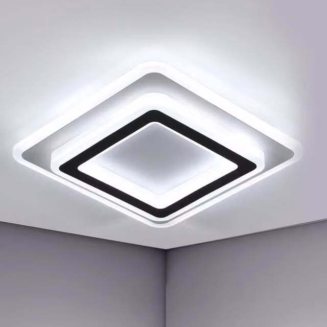 Pheashine Black and White Square LED Ceiling Light, 38W, 6500K Cool White, W/D/H: 29 x 29 x 5.5 cm – 1