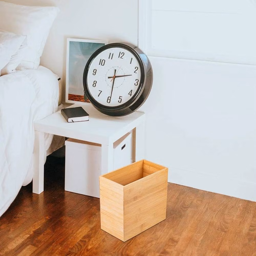 FORGEVIO Slimline Bamboo Waste Paper Bin in Brown – 3