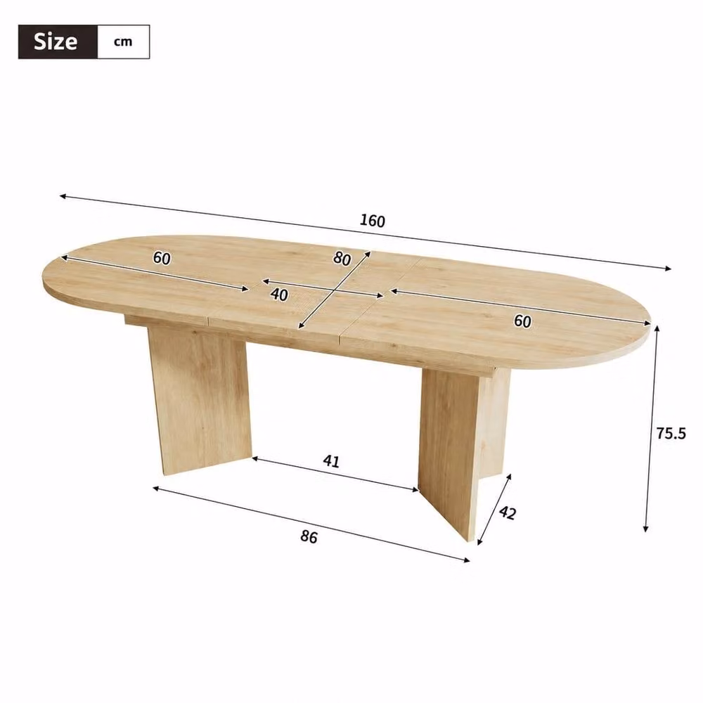 Rolipo Modern Oval Extendable Dining Table in Brown Oak Finish, Seats 4-6 Adults – 3