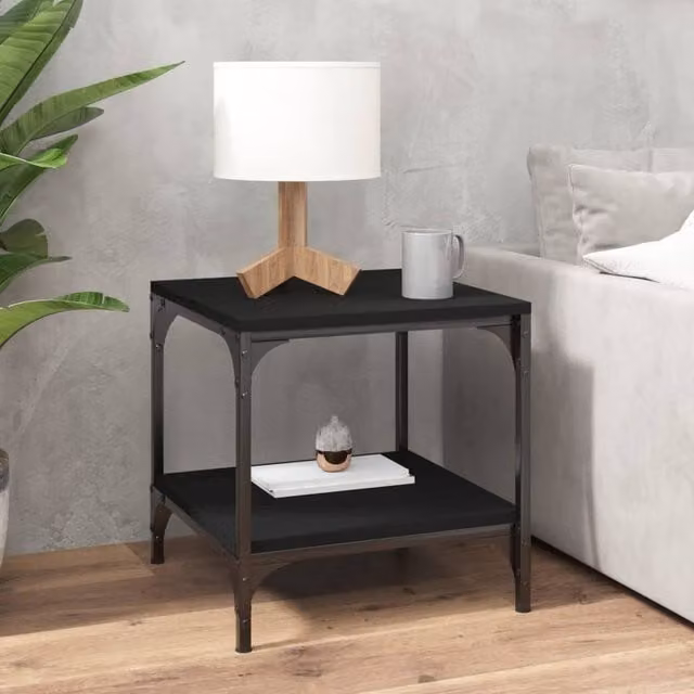 Berkfield Home Set of 2 Black Square Side Tables with Nested Tops, W/D/H: 40 x 40 x 40 cm – 1
